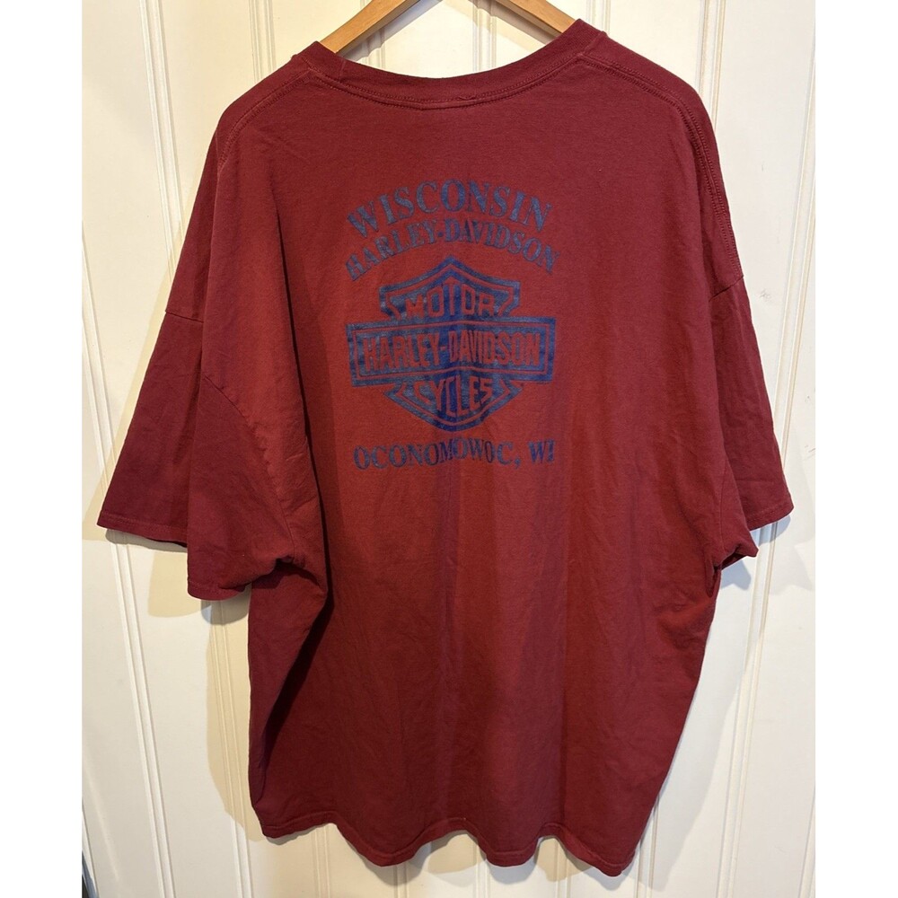 Harley Davidson Red Pocket T-Shirt Men’s 4XL Oconomowoc, Wisconsin HD - Picture 9 of 16